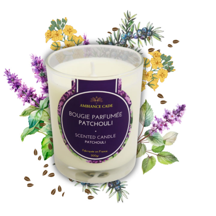 Bougie végétale à l'huile de cade, parfum Patchouli - 400g, env. 45h - Ambiance Cade