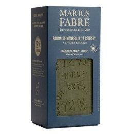 Savon de Marseille vert Marius Fabre - 1 kg - huile olive, demi-barre à couper, sans parfum