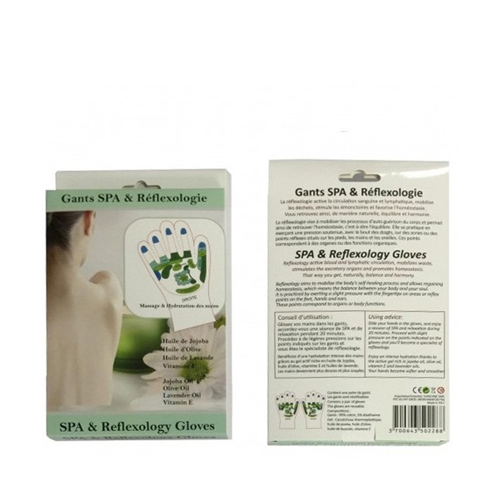 Reflexzonenmassage-Handschuhe, 95% Coton- 5% Elasthan - 1 Paar