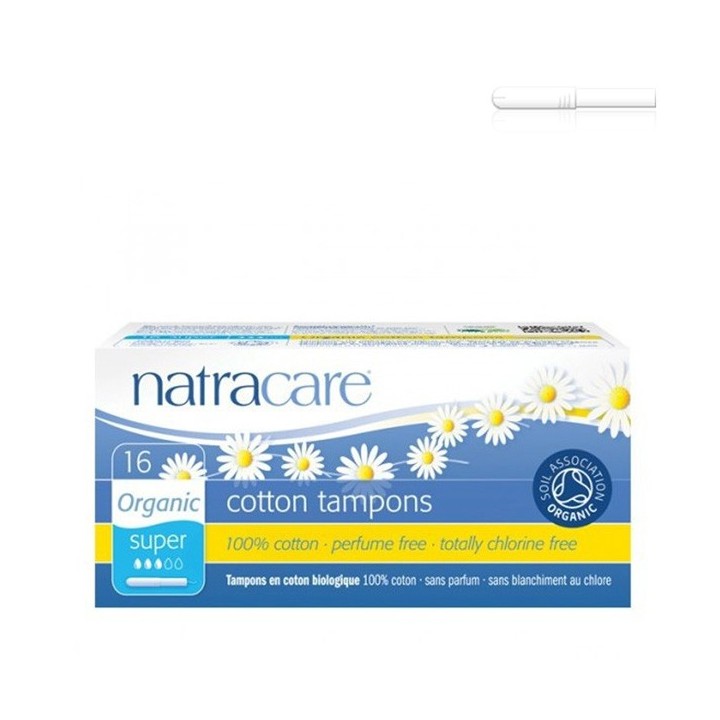 Tamponi in cotone organico, con applicatore - Super - 16pces - Natracare