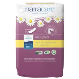 Salviette Maxi Pads naturali, "Night Time" - 10 pezzi - Natracare