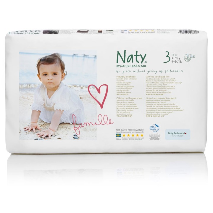 Eco Windeln – Größe 3 Midi,  4-9 kg - 52 St. - Naty