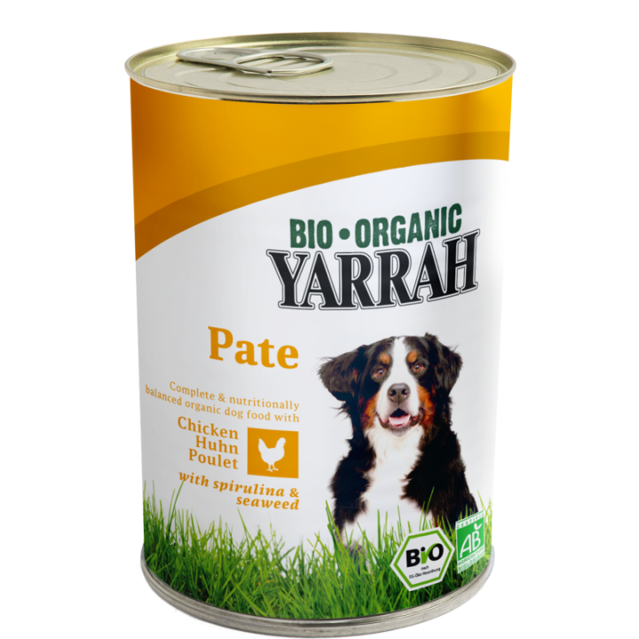 Pâté Bio pour chiens en boîte - Poulet - 400g - Yarrag BIO