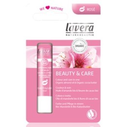 Baume à lèvres Beauty & Care Rosé Au lait d'amande bio & au beurre de cacao bio - 4,5g - Lavera