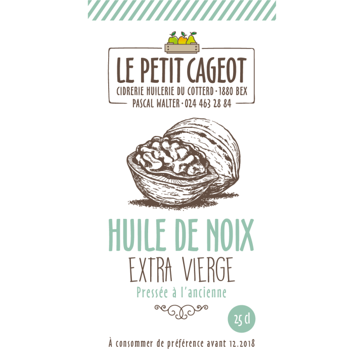 Huile de noix artisanale, Extra Vierge - 2,5dl ou 5dl - Le Petit Cageot
