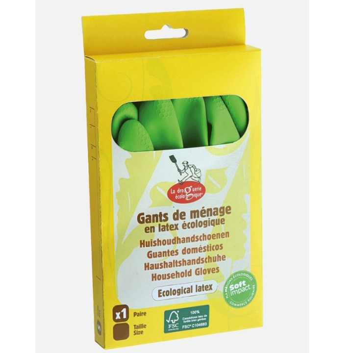Gants de ménage écologique, en latex naturel - Disponible en quatre tailles S, M, L et XL - La Droguerie écologique