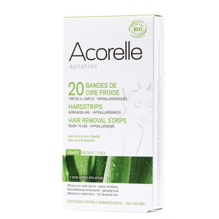 Epilation Bio: Bandes de cires froides Ylang (Visage) – 10x2 - Acorelle