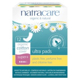 Salviette Ultra di cotone biologica, Super Plus - 12 pezzi - Natracare