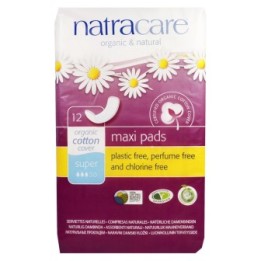 Salviette di cotone biologica, Maxi  Pads - "Super" - 12 pezzi - Natracare