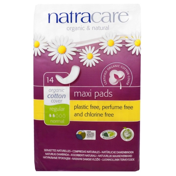 Salviette di cotone biologica, Maxi  Pads - "Regular" - 14 pezzi - Natracare
