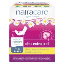 Salviette Ultra Extra di cotone biologica, Long - 8 pezzi - Natracare