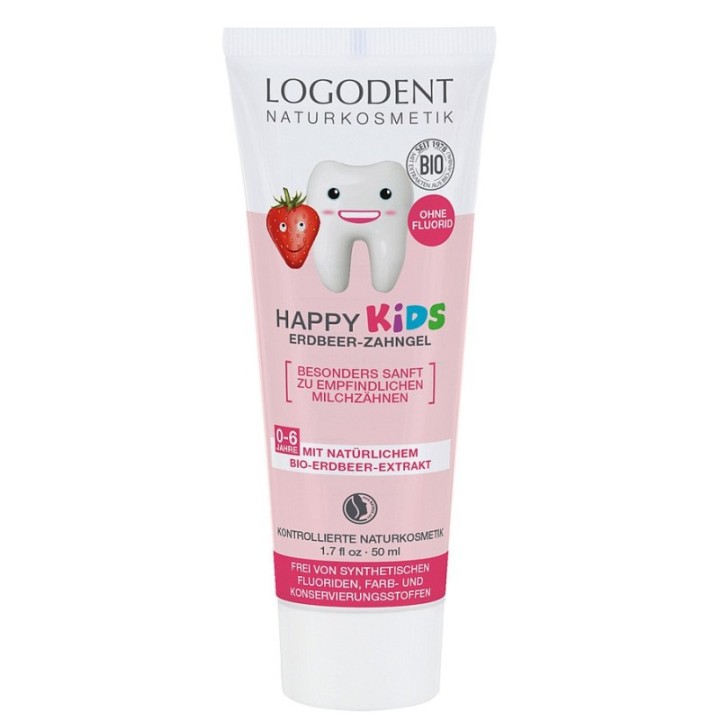 Dentifrice BIO (gel dentaire) pour enfants à la Fraise (Sans Fluor) - Logodent (Logana) - 50ml