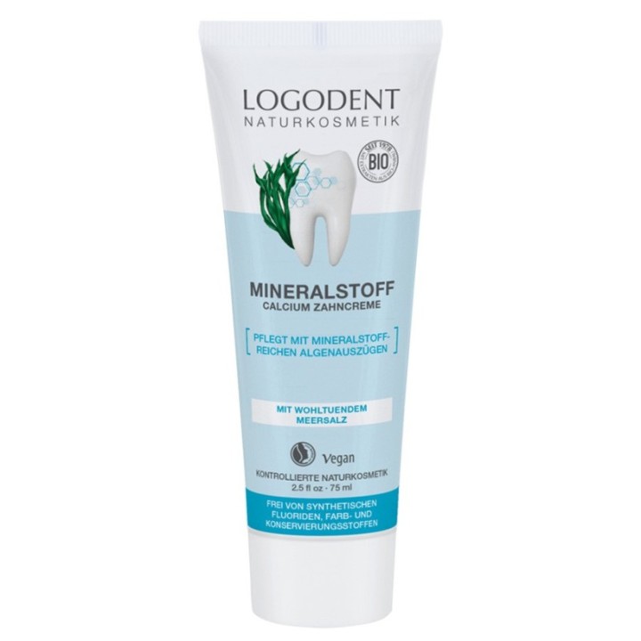 Dentifrice BIO au Calcium minéral - Nourrit avec des extraits d'algues riches en minéraux - 75ml - Logodent (Logona)