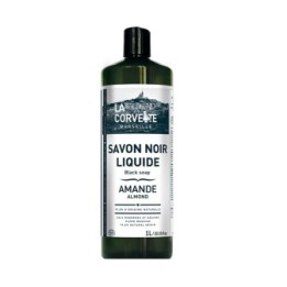 Savon Noir écologique liquide à l'huile de lin, parfumé à l'amande- 1 Litre - La Corvette (Marseille)