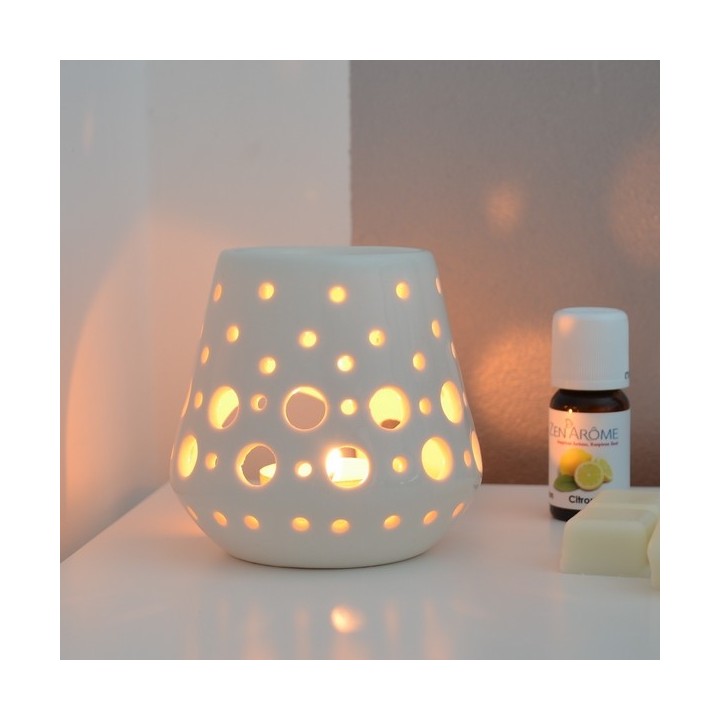 Diffuseur d'huiles essentielles/brûle-parfum à bougie - LOOB, Blanc - ZEN'Arôme