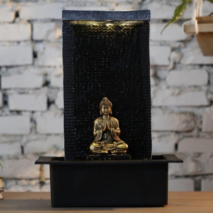 Fontaine mur d'eau - Bouddha "Zenitude" (avec éclairage LED) - Zen'Light