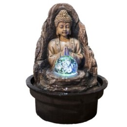 Fontana - Buddha "Peace" (con illuminazione a LED e a sfera) - Zen'Light