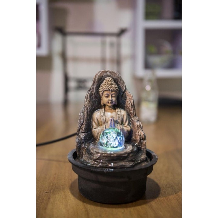 Fontana - Buddha "Peace" (con illuminazione a LED e a sfera) - Zen'Light