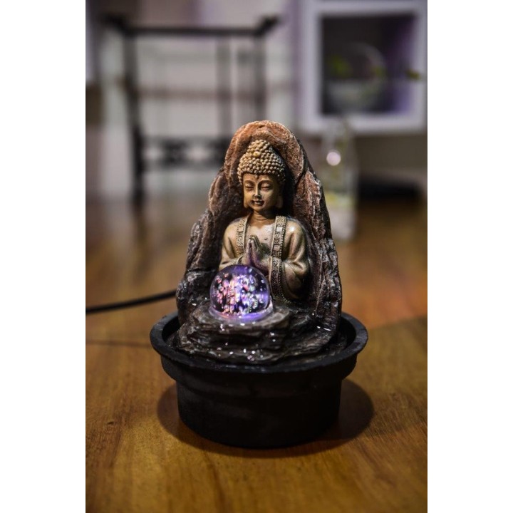 Zimmerbrunnen - Buddha "Peace" (mit LED-Beleuchtung und Kugel) - Zen'Light