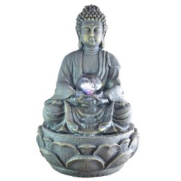 Zimmerbrunnen - Großer Buddha Meditation (mit LED-Beleuchtung und Kugel) - Zen'Light