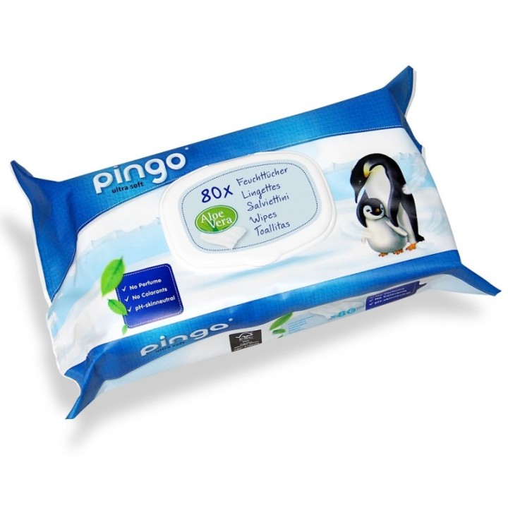 FSC Salviette umidificate con Aloe Vera (20x20cm) - 80 pz - Pingo