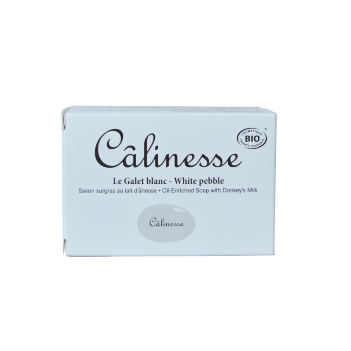 Savon surgras BIO au lait d'ânesse, "Le Galet blanc" (idéal pour bébé) - 100g - Câlinesse