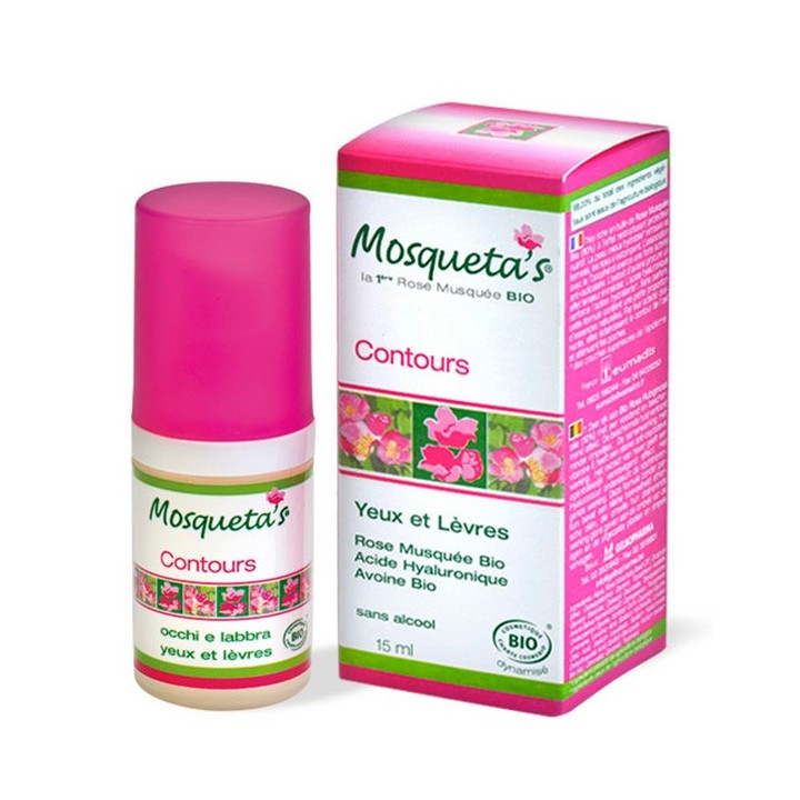 Contours de yeux et lèvres à la rose musquée BIO et acide hyaluronique - 15ml - Mosqueta's