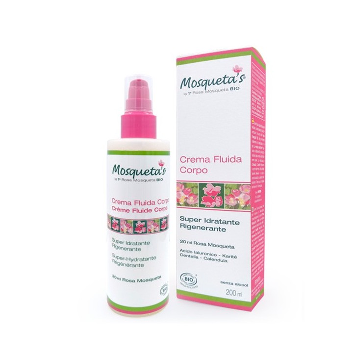 Crème Fluide pour le coprs à la Rose musquée BIO - 200ml - Mosqueta's