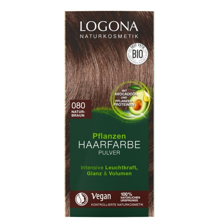 REMPALCE: Poudre de coloration végétale BIO 080 (Reflets, brillance et volume) - Brun naturel - 100g - Logona