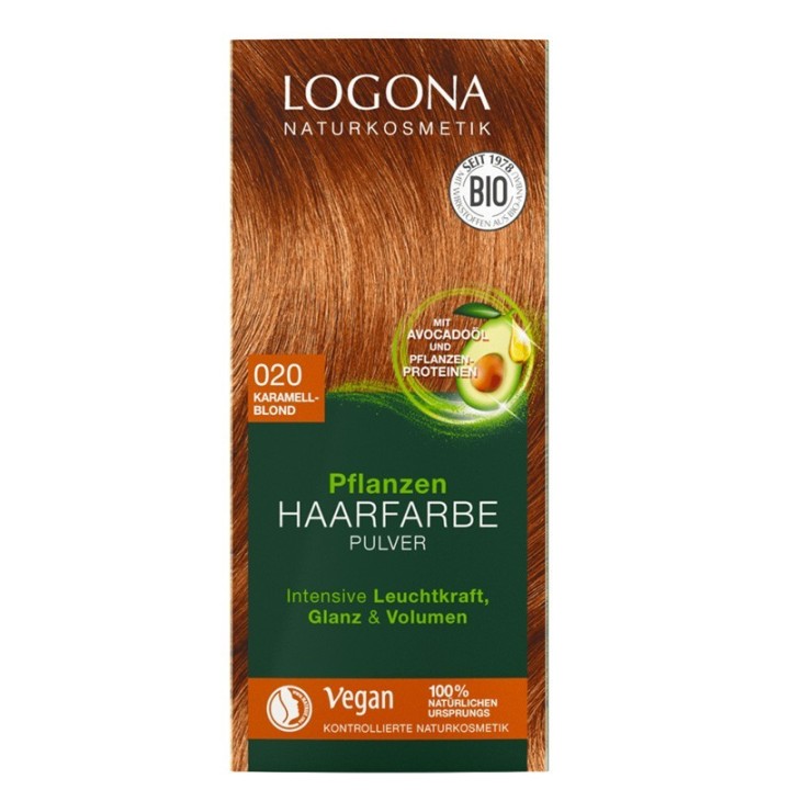 Pflanzen-Haarfarbe-Pulver 020 - Karamel-blond - 2x50g - Logona