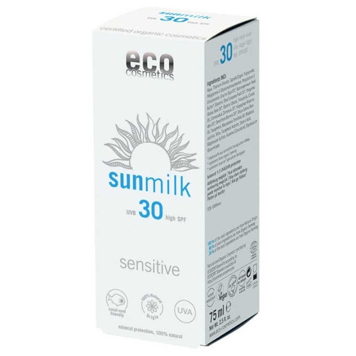 Lait solaire "Sensitive" pour peaux sensibles - Haute protection SPF 30 - 75ml - ECO Cosmectis 