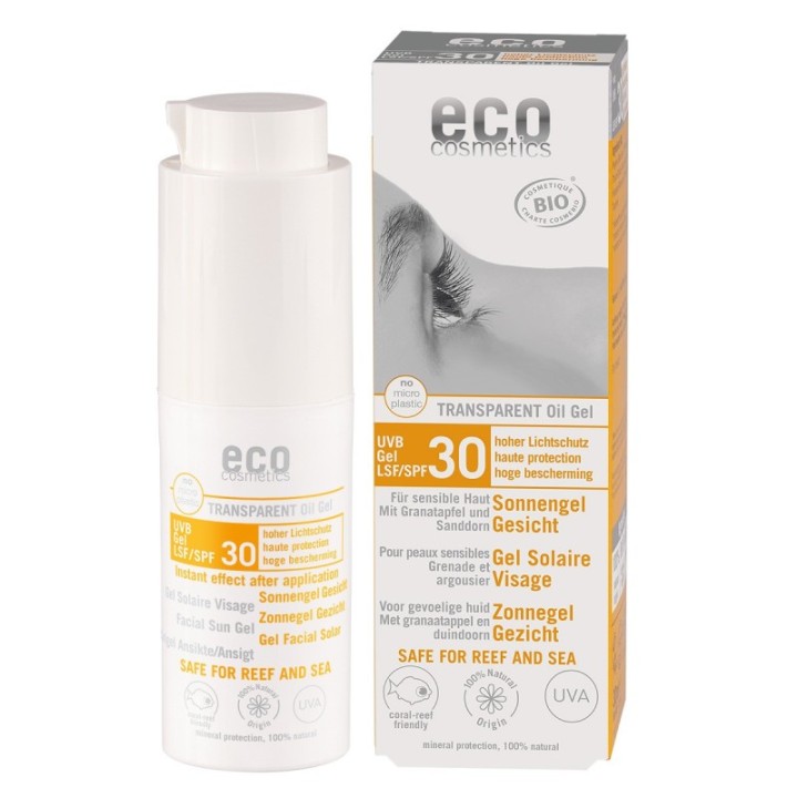 Gel solaire visage BIO transparent, peaux sensibles - SFP 30 - 30ml - ECO Cosmetics
