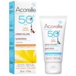 Crema solare biologica per bambini, 100% origine naturale - Protezione molto alta SPF 50+ - 50ml - 50ml - Acorelle