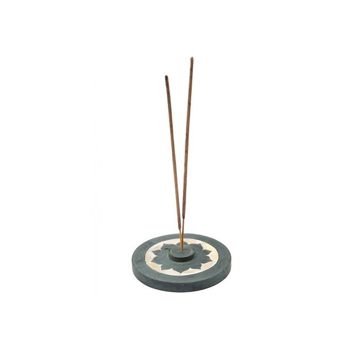 Support pour bâtons d'encens 'Etoile' - Bois / Pierre (14cm) - Maroma