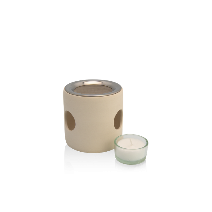 Zylinder Räucherstövchen beige, mit Sieb - 1 Stk. - Farfalla