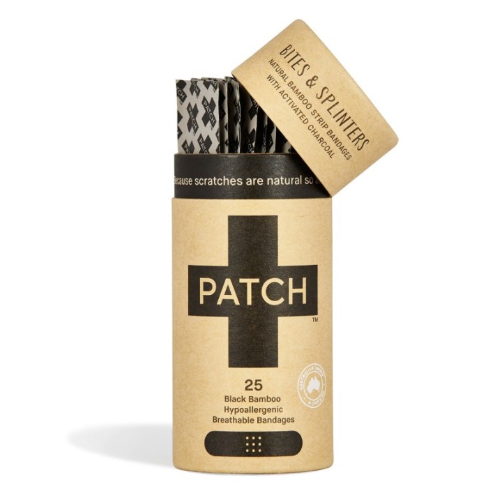 Pansements/sparadraps en fibre de bambou organique et hypoallergénique  - Charbon actif - 25 pces - PATCH