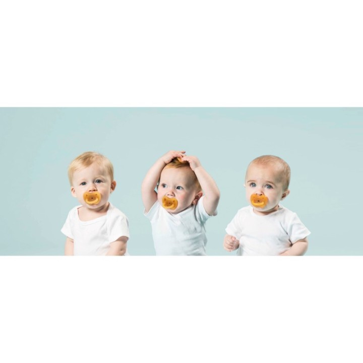 Tétines (lolettes) hygièniqes pour bébés 100% caoutchouc naturel - "Duck Pacifier" Symètrique, 0 à 3 mois - Hevea
