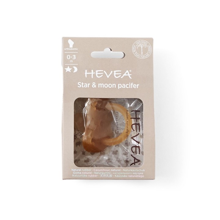 Tétines (lolettes) hygièniqes pour bébés 100% caoutchouc naturel - "Star & moon pacifier" Orthodontique, 0 à 3 mois - Hevea