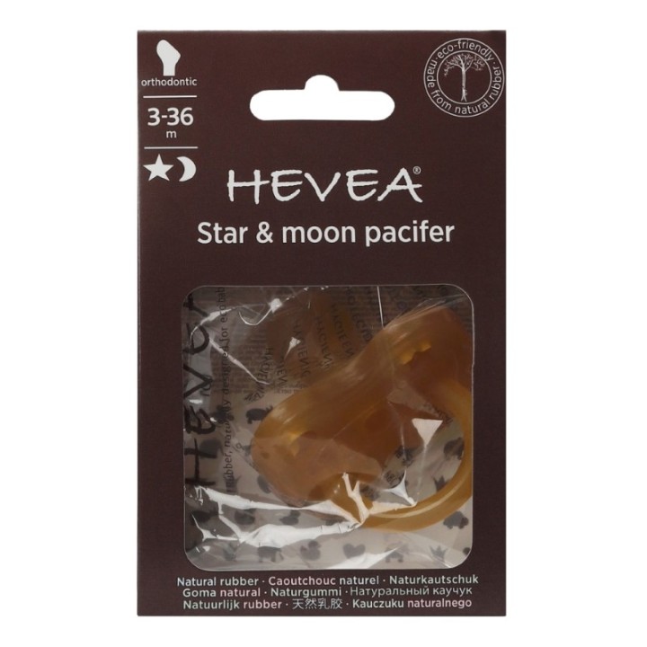 Ciucci per bambini 100% gomma naturale - "Star & moon pacifier" Ortodontico, da 3 a 36 mesi - Hevea