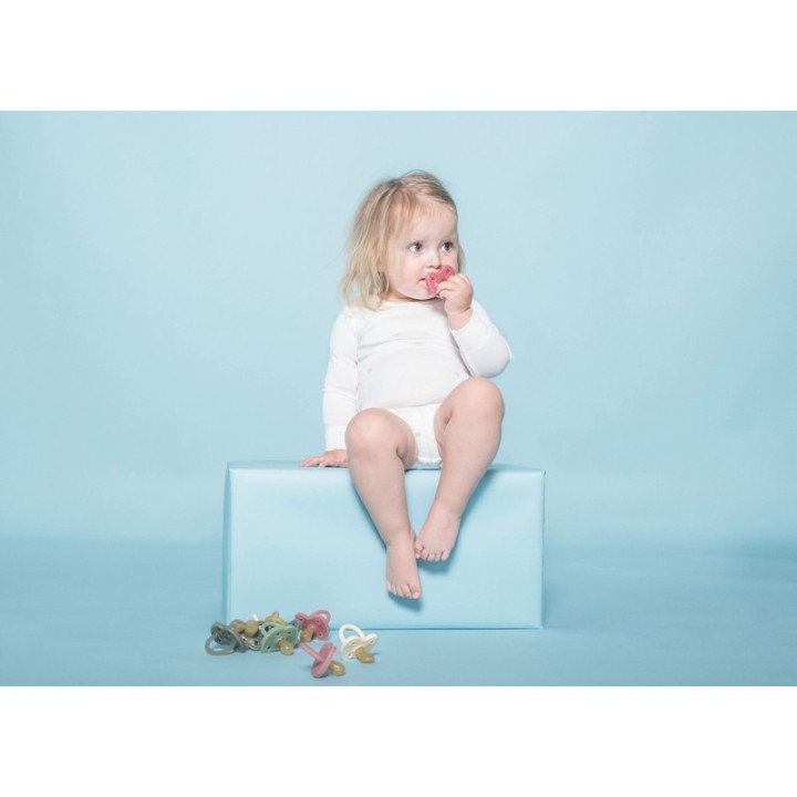 Tétines (lolettes) pour bébés 100% caoutchouc naturel - Orthodontique "Twinlight blue", 0 à 3 mois - Hevea