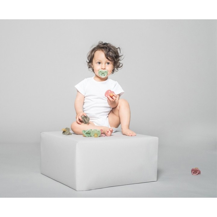 Tétines (lolettes) pour bébés 100% caoutchouc naturel - Orthodontique "Twinlight blue", 0 à 3 mois - Hevea