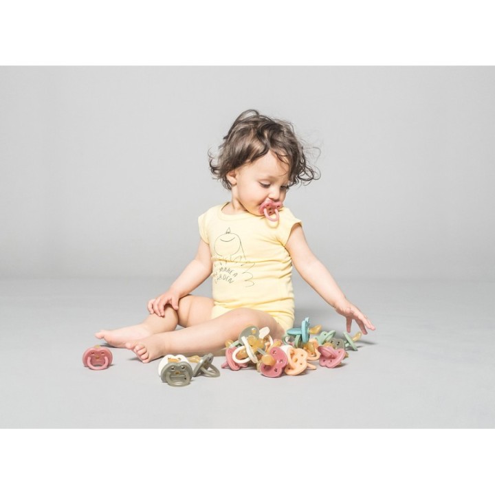 Ciucci per bambini 100% gomma naturale - Ortodontico "Twinlight blue", da 3 a 36 mesi- Hevea