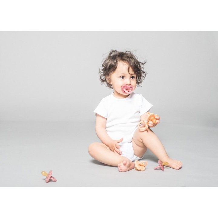 Tétines (lolettes) pour bébés 100% caoutchouc naturel - Orthodontique "Twinlight blue", 3 à 36 mois - Hevea