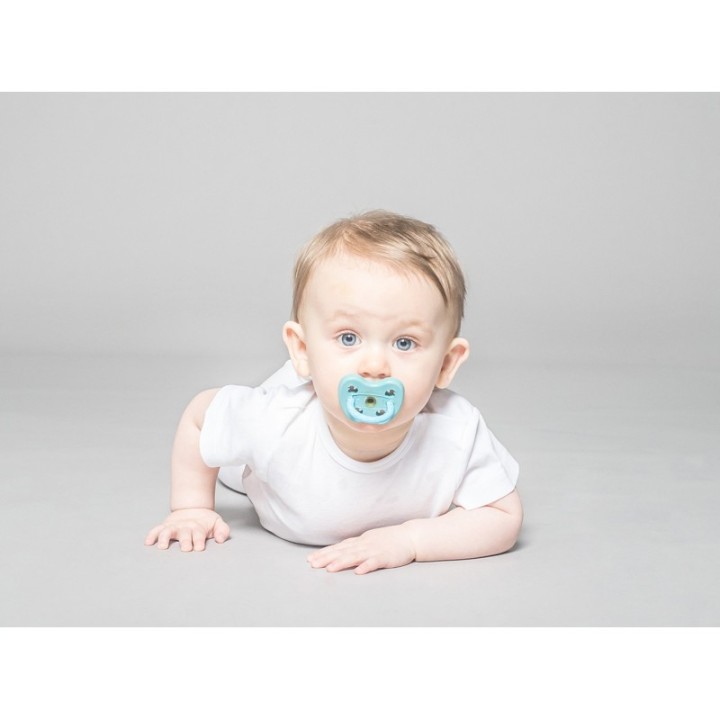 Ciucci per bambini 100% gomma naturale - Ortodontico "Twinlight blue", da 3 a 36 mesi- Hevea