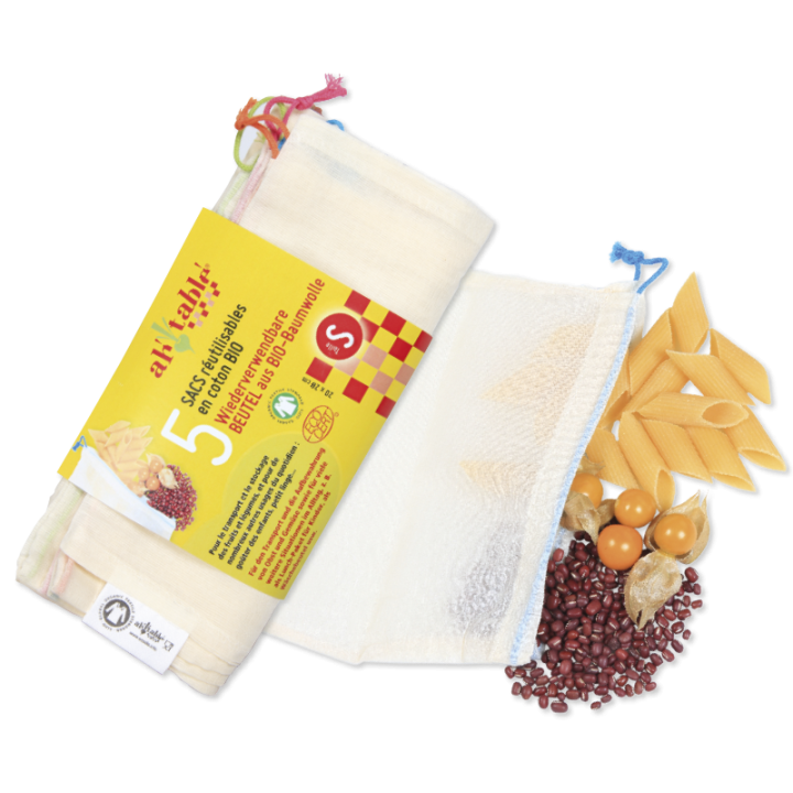 5 sacs réutilisables en coton BIO - S, 20x28cm - Ah'table !