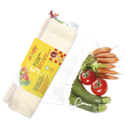 5 borse in cotone biologico riutilizzabili - L, 30x33cm - Ah'table !