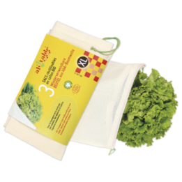 3 sacs réutilisables en coton BIO - XL, 40x40cm - Ah'table !