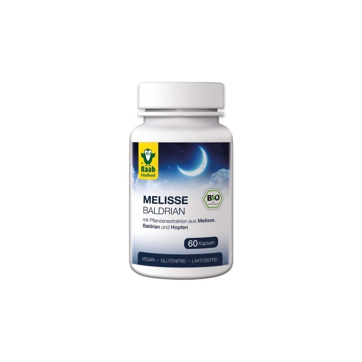 Bio Melisse/Baldrian - 60 Kapseln à 480mg (28,8g) - Raab Vitalfood