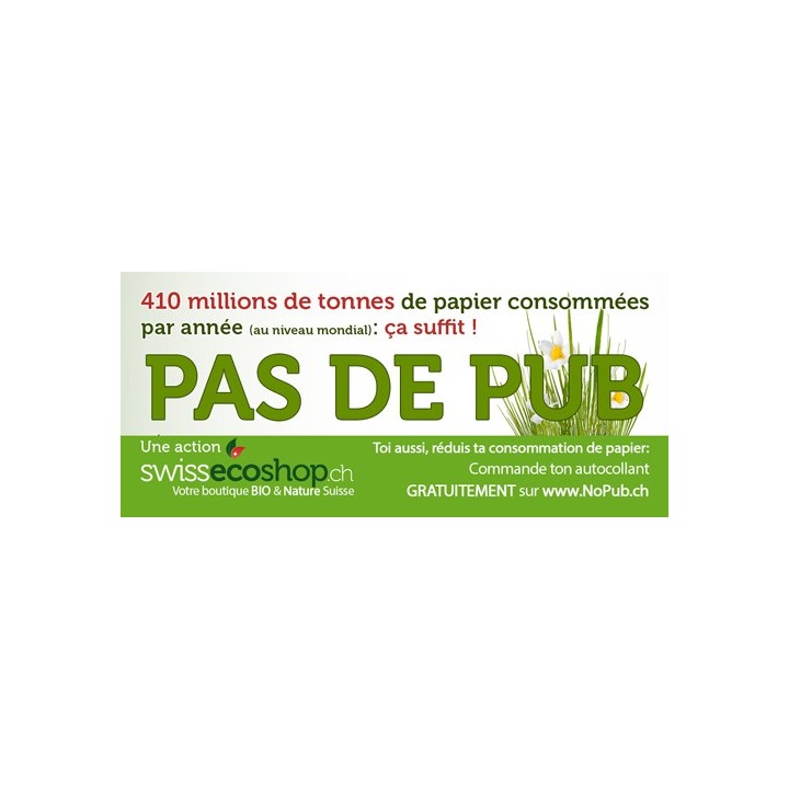 Autocollants - PAS DE PUB / STOP PUB, en français - 1pce - SwissEcoshop.ch