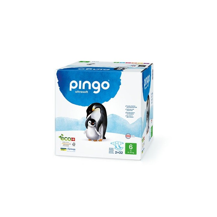 Pannolini per il bambino, svizzero ed ecologico - XL (15-30kg), 2x 32pz - Pingo